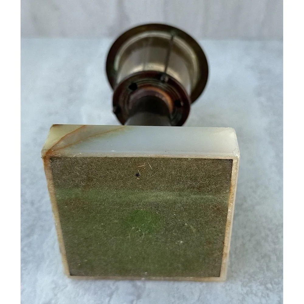 1920's  Renil Brass Lighthouse Desk Thermometer Brooklyn NY #7613